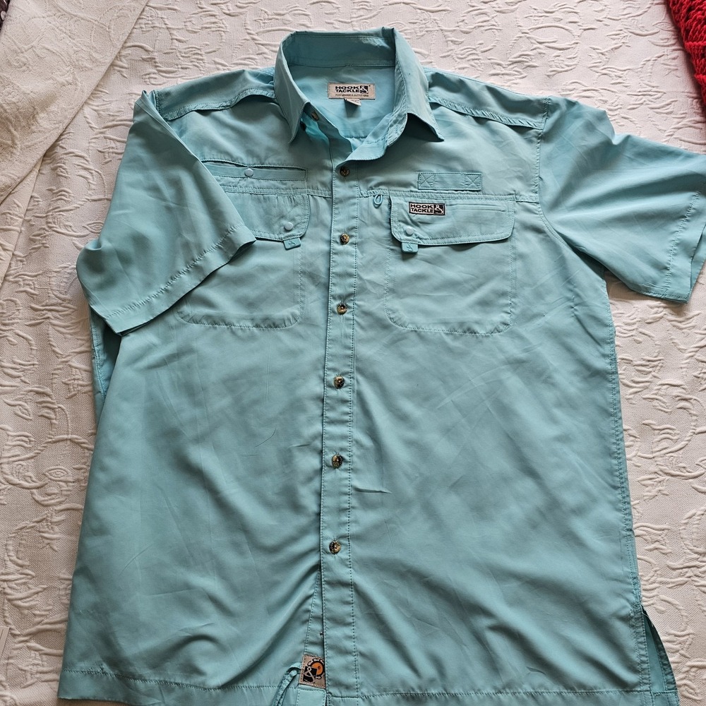 Hook & Tackle Performance Outfitters Large,aqua, Short Sleeve